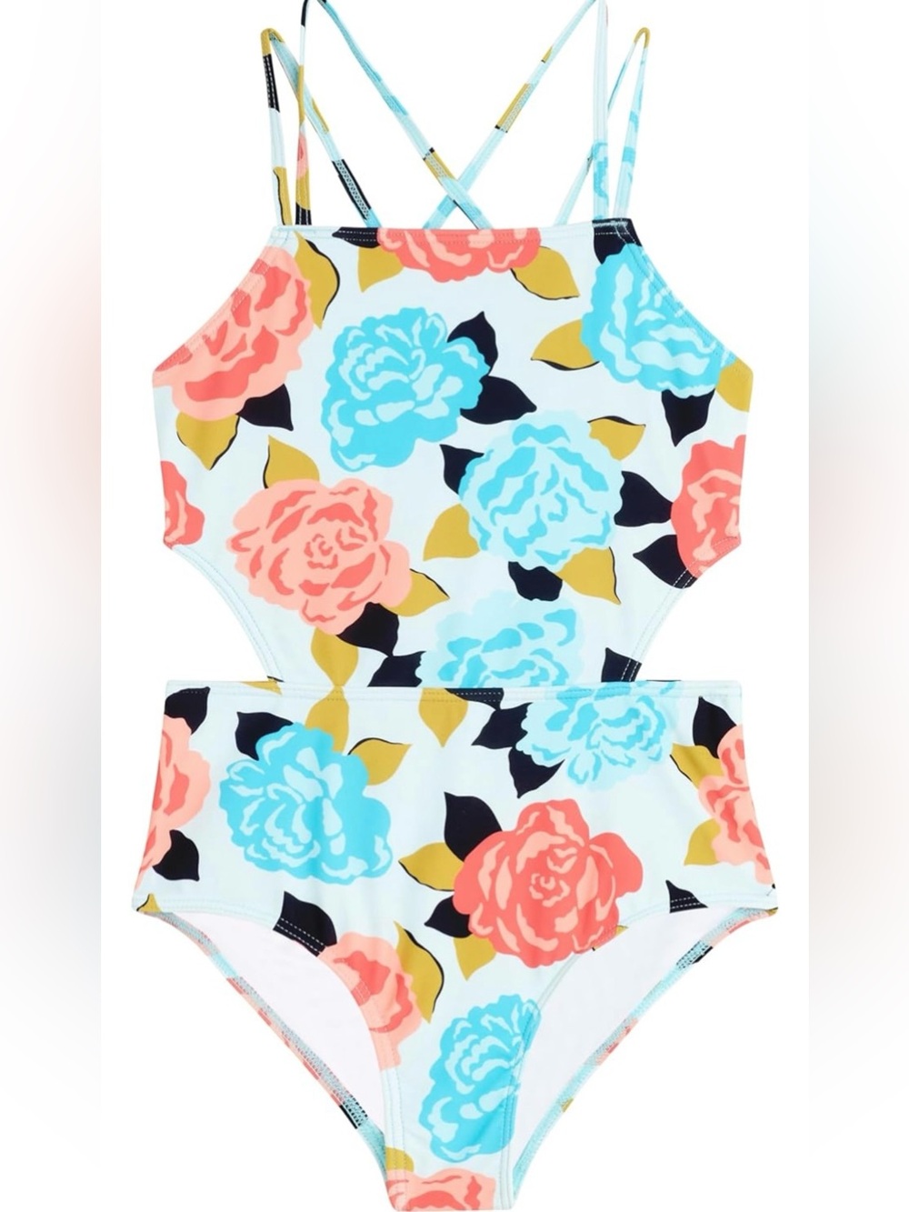 Kanu Surf Girls' Beach Girl Sport Cut-Out One Piece Swimsuit-SIZE 14